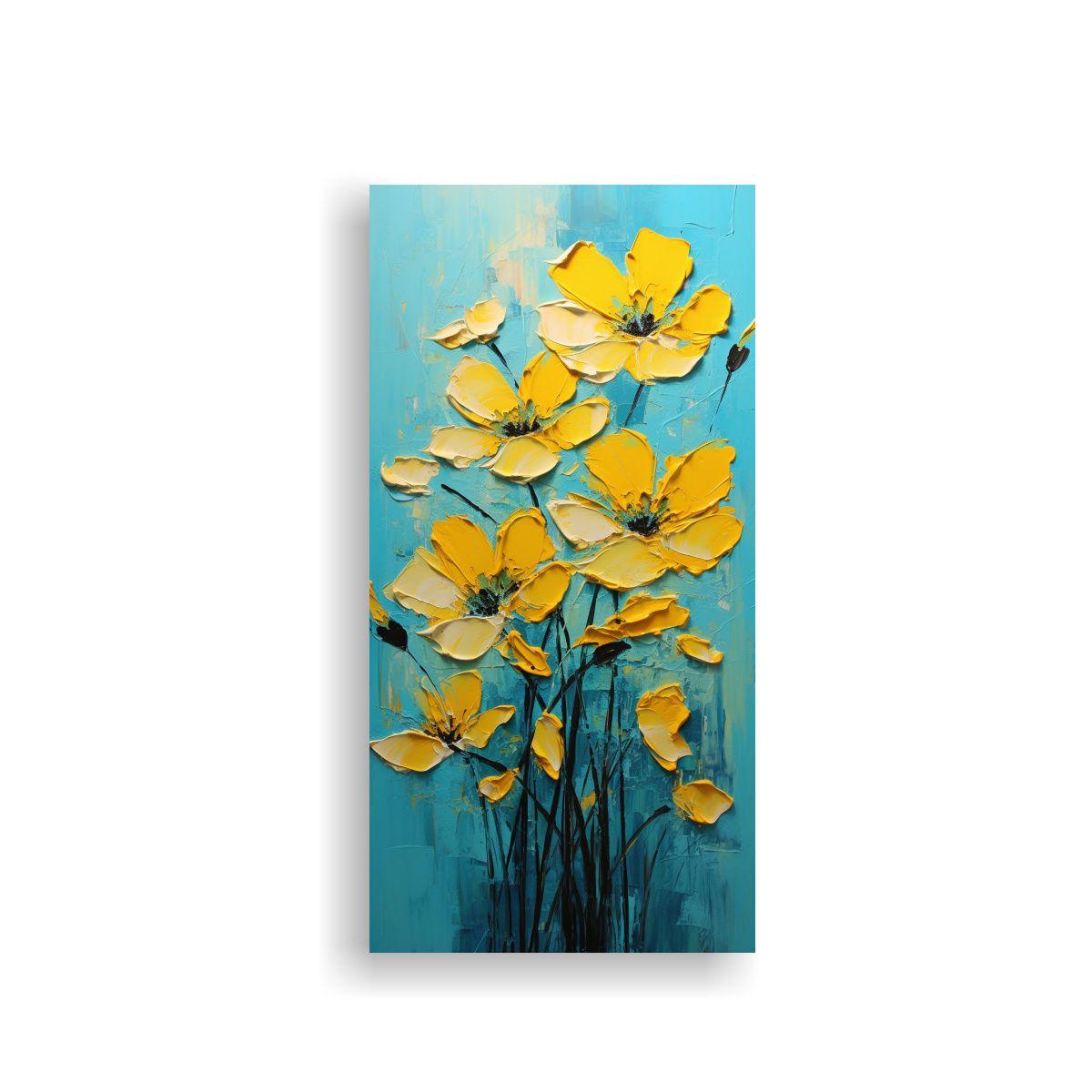 Pintura Lienzo Detalle Flores Amarillas Y 20x40cm-0