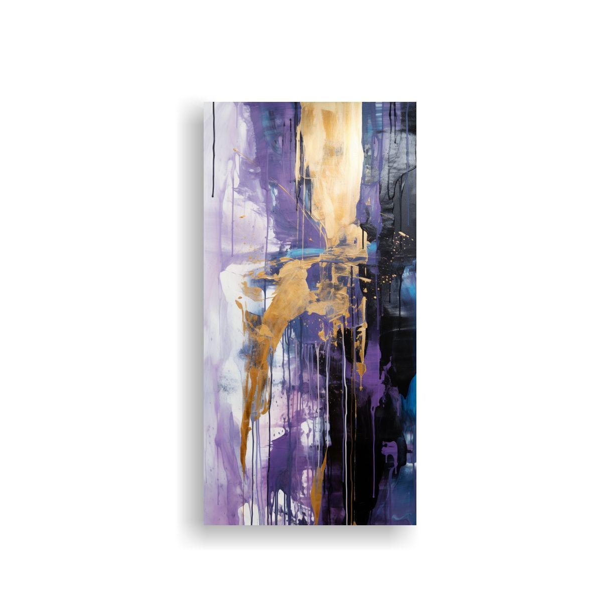 Pinturas Decorativas Abstractas Azul Púrpura Oro 50x100cm-0