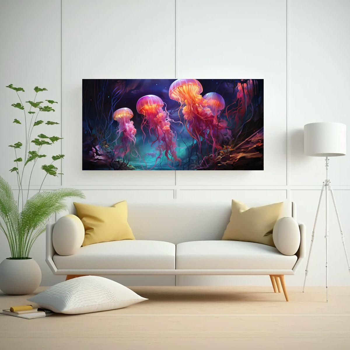 Pintura Abstracta Alegre De Una Medusa En Estilo 120x60cm-2