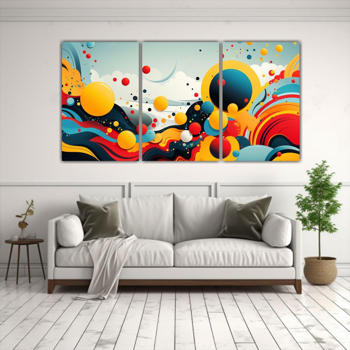 Cuadro Pared Abstracta Brilloso Popart Full Color 240x120 Cm-2