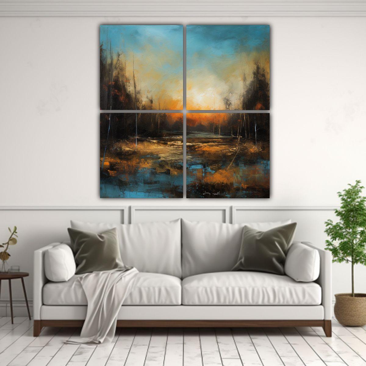Pintura Paisaje Multicolor Inspiradora En Lienzo 120x120 Cm-2