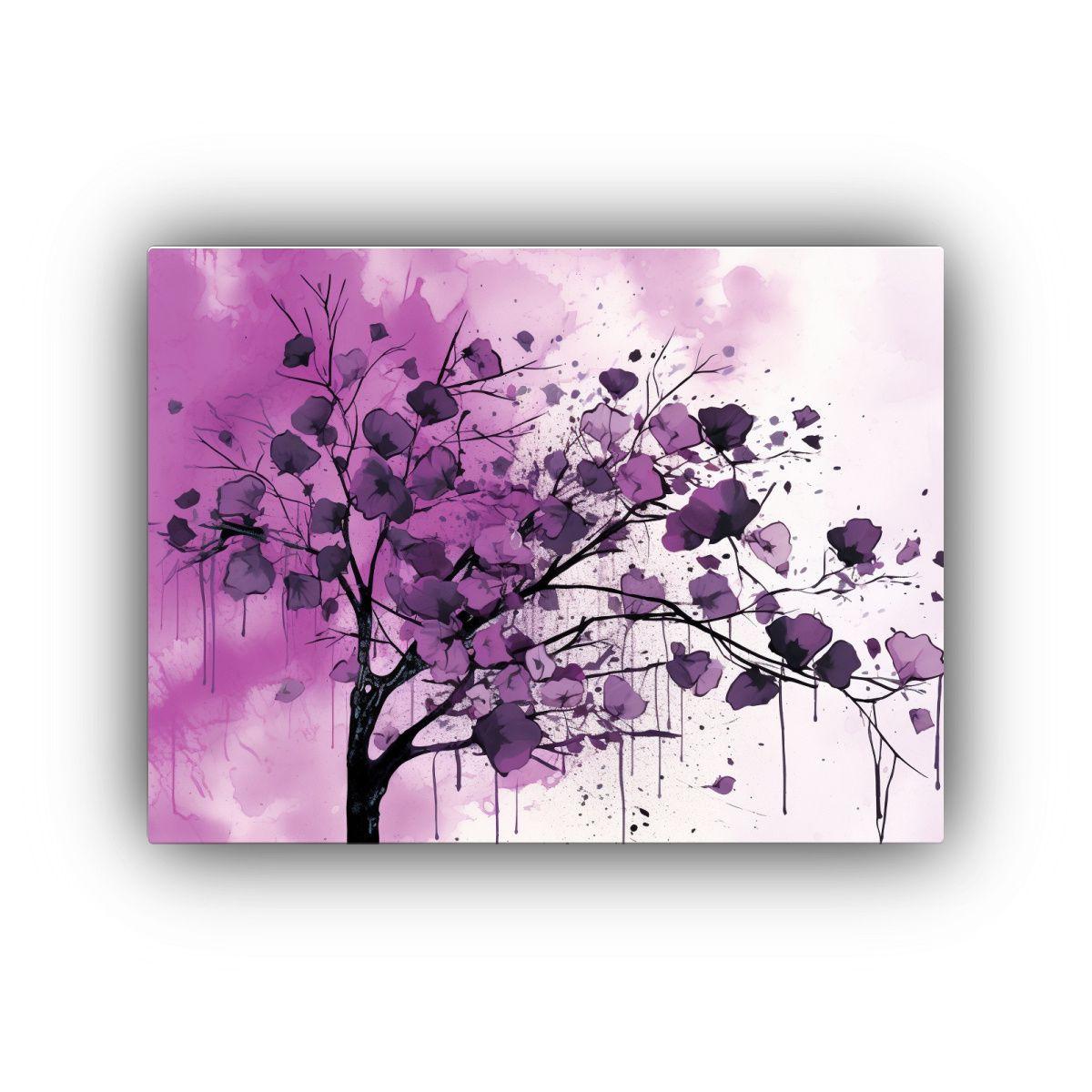 Cuadro Decorativo Canva Hogar Árbol Temblón En Púrpura Y  50x40cm-0