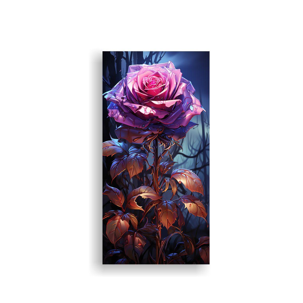 Pintura Decorativa De Rosa Venenosa En Bastidor. 20x40cm-0