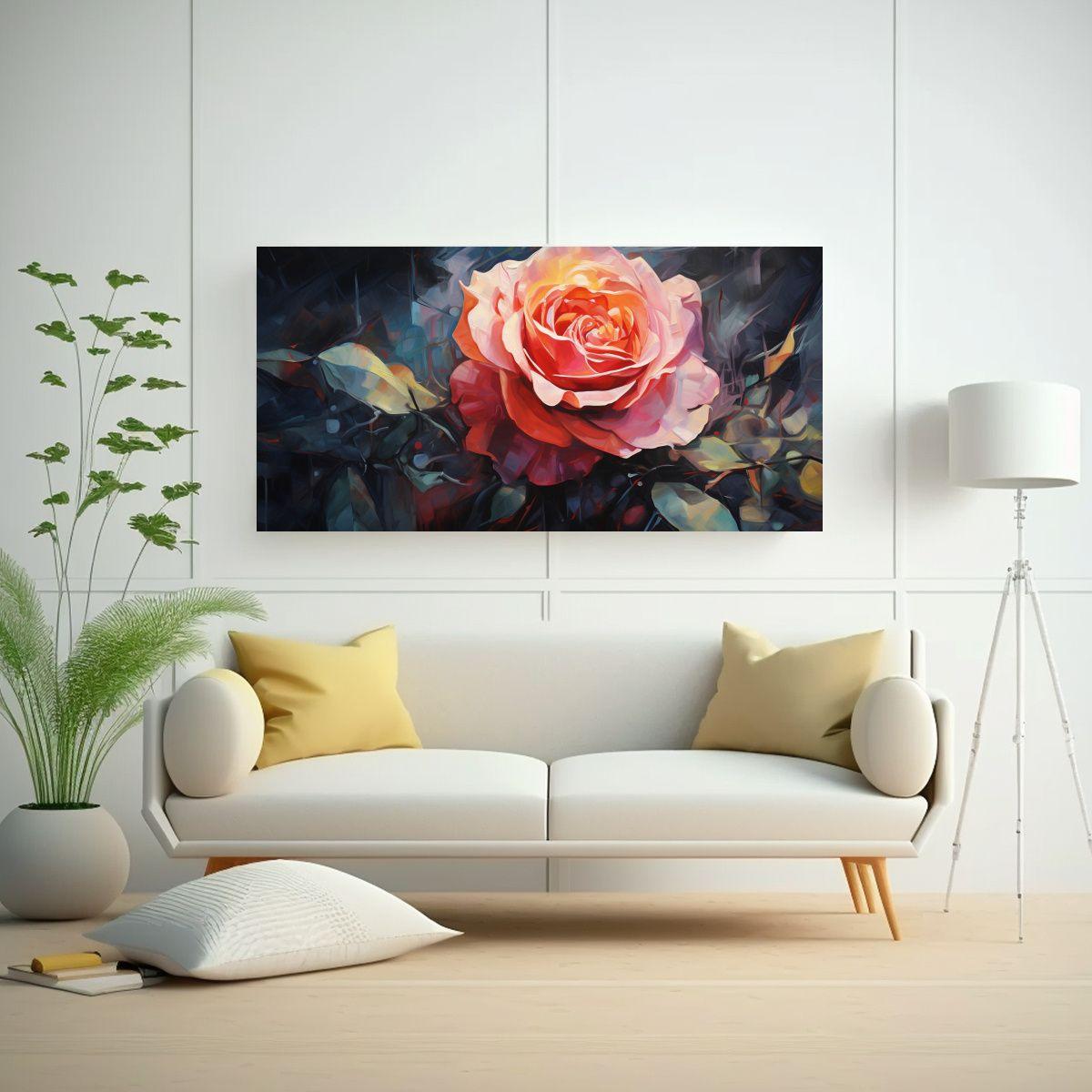 Cuadro Abstracto De Rosas En Estilo Estilo óleo 120x60cm-2