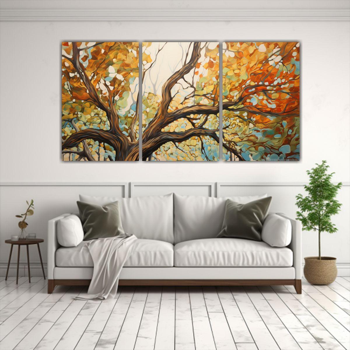 Pintura Abstracta De árbol De álamo En Estilo 150x75 Cm-2