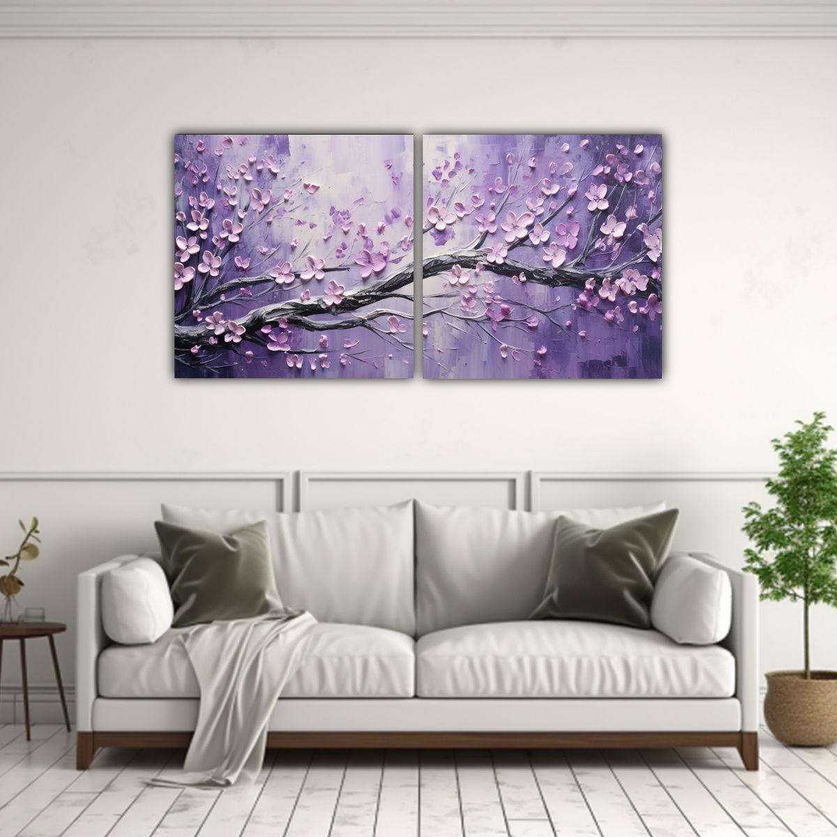 Cuadro De Líneas Finas De Flores De Cerezo 120x60 Cm-2