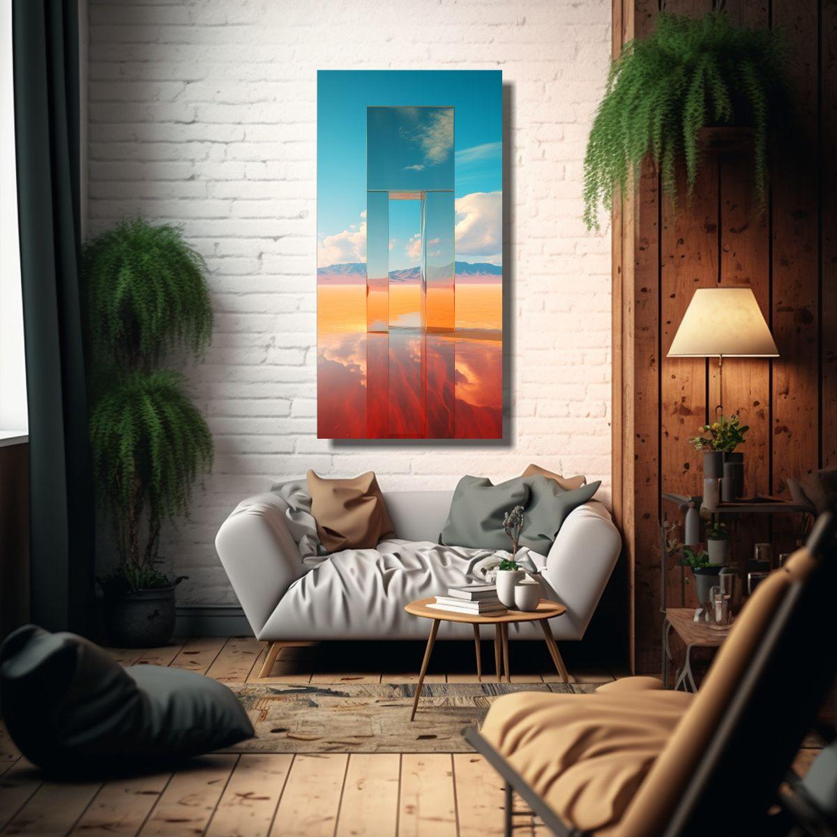 Cuadro Expresión Abstracta Para Comedor: Paisaje 80x160cm-2