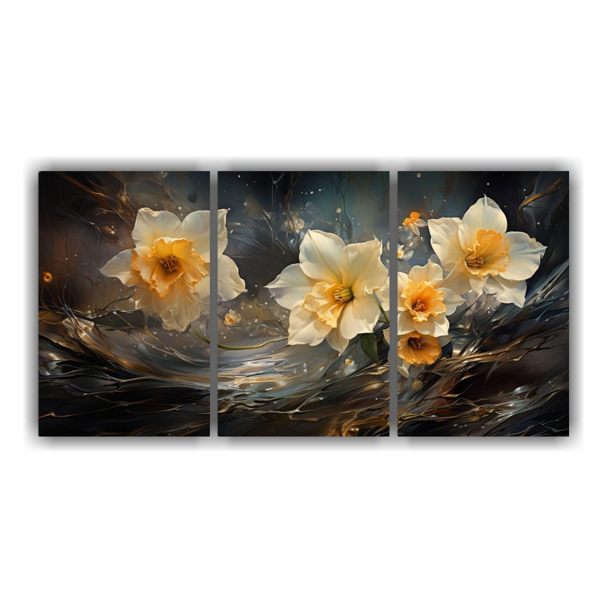 Set 3 Composiciones Florales A Narcisos Flores 90x45 Cm-0