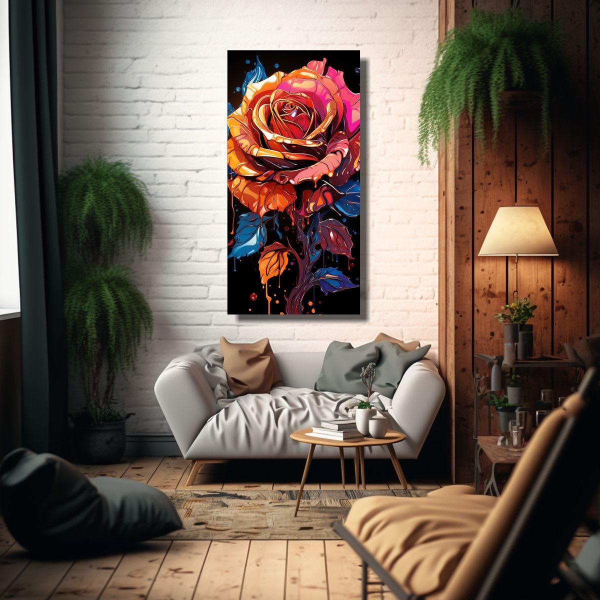 Diseño Moderno De Graffiti De Una Rosa Floreada 20x40cm-2