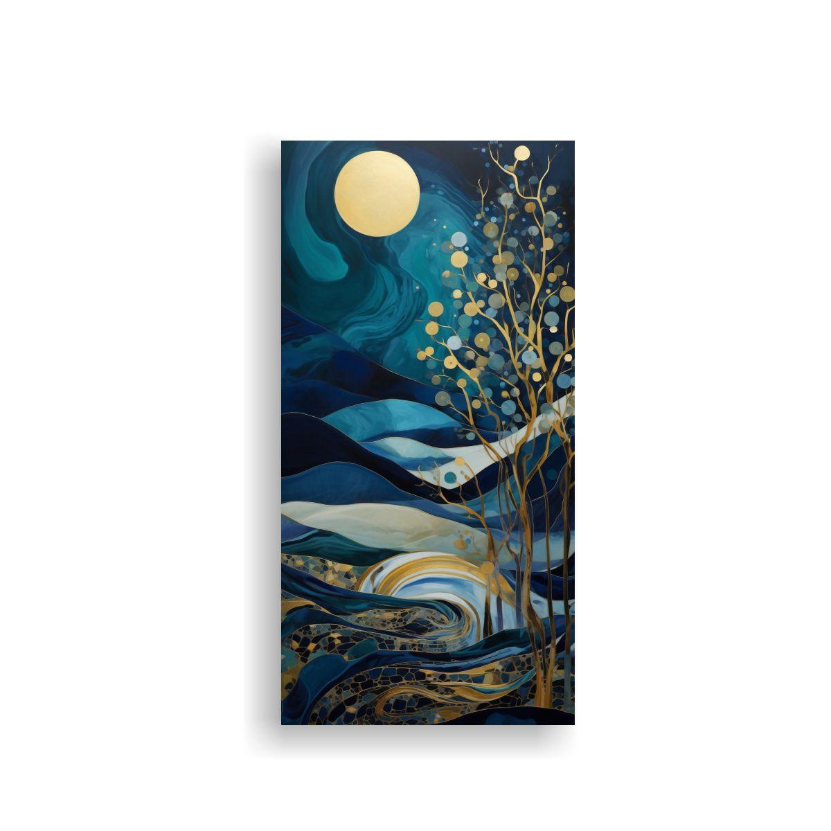 Pintura Abstracta De Paisaje De Montañas Y 40x80cm-0