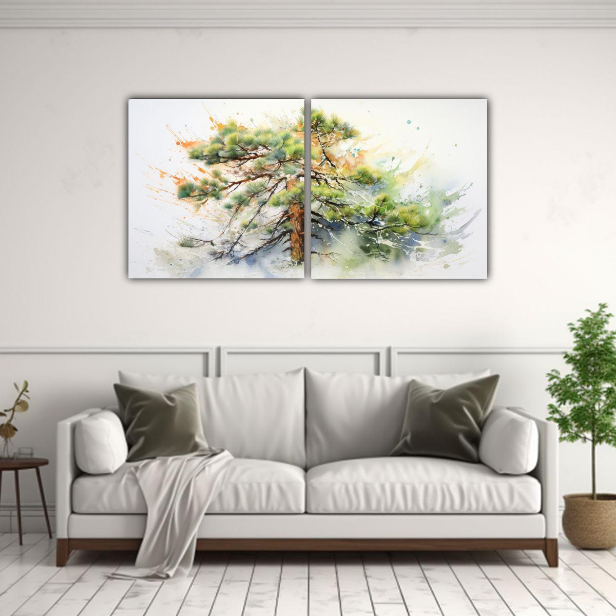 Pintura Abstracta De Colores De árbol De Pino 160x80 Cm-2
