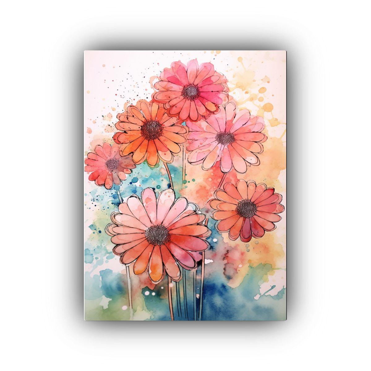 Lienzo De Tela Con Zinnias Altamente Abstractas 60x90cm-0