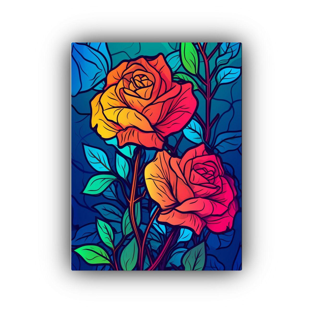 Cuadro Flores Relajantes Con Detalle De Líneas 40x60 Cm-0
