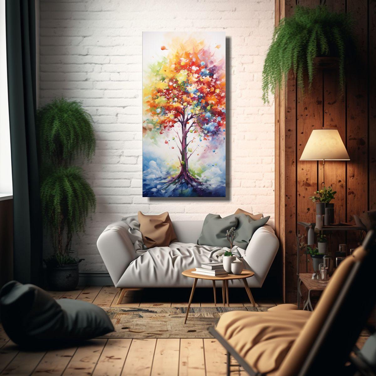 Cuadro Abstracto Armonía árbol Acebo Colores 30x60cm-2
