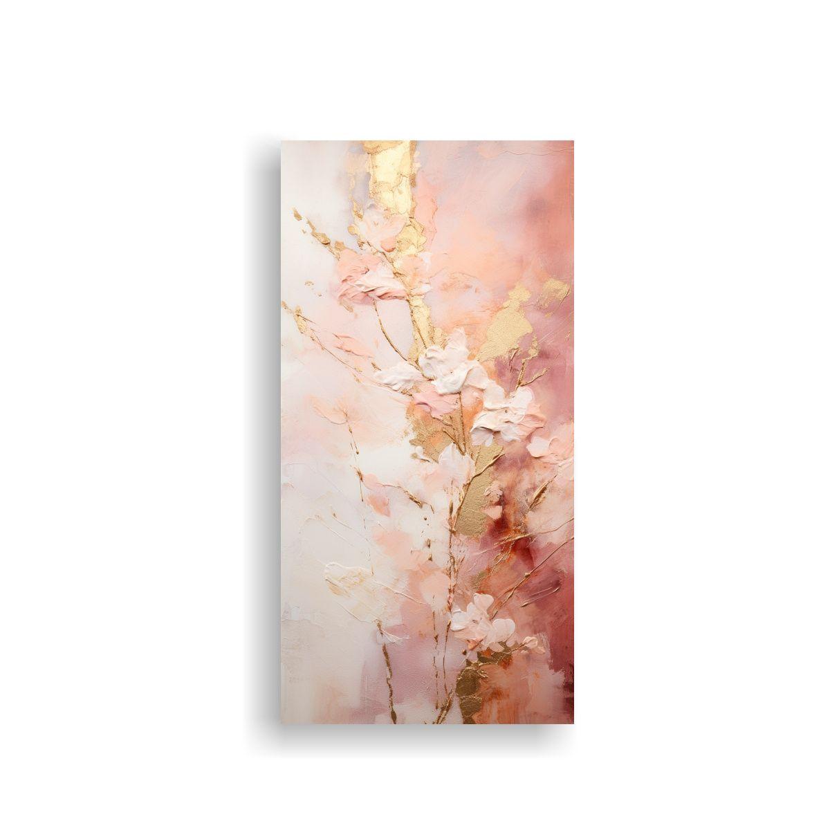 Pintura Abstracta De Oro Y Plata Con Contraste En 30x60cm-0