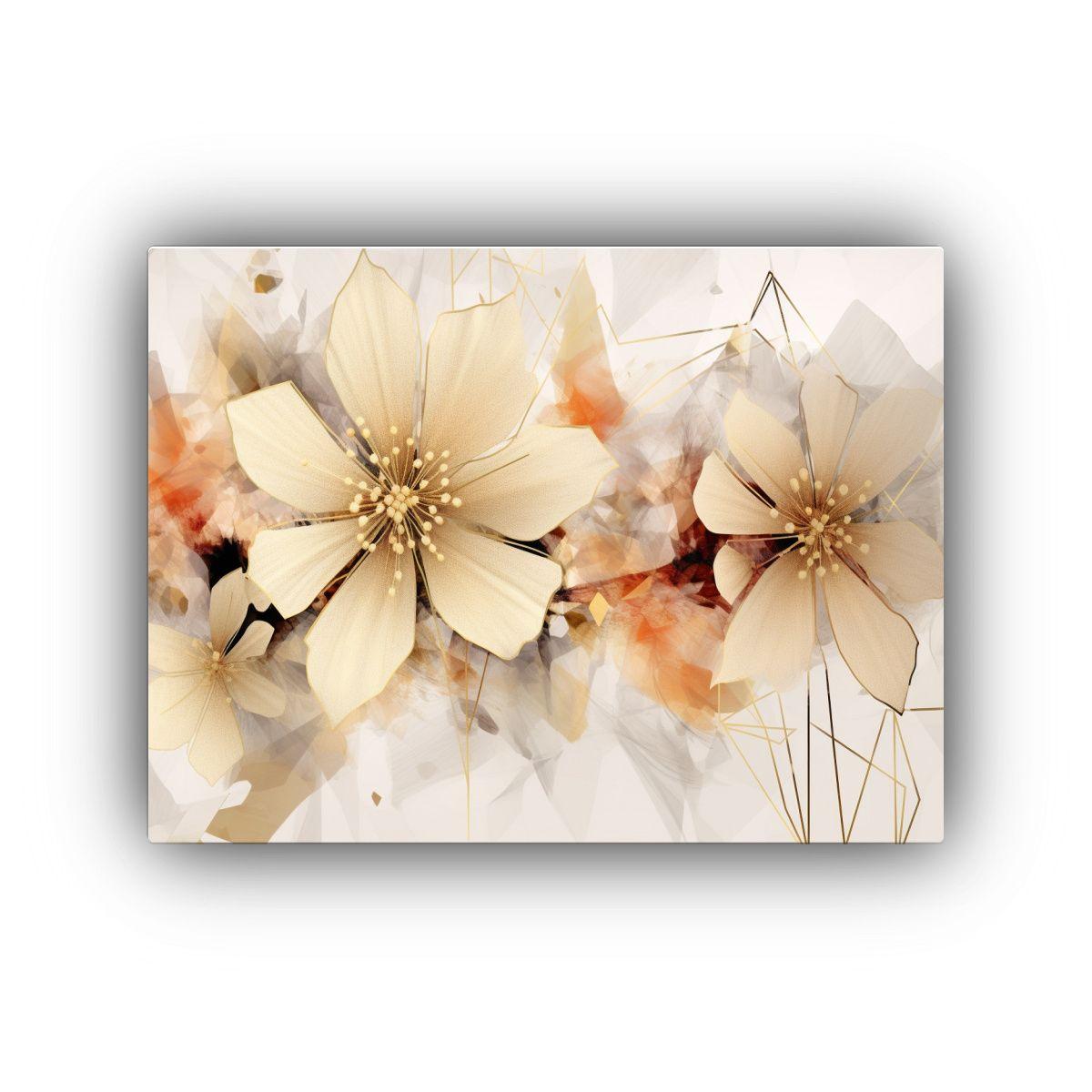 Pintura Abstracta En Beige Y Dorado Con Efecto 90x60 Cm-0