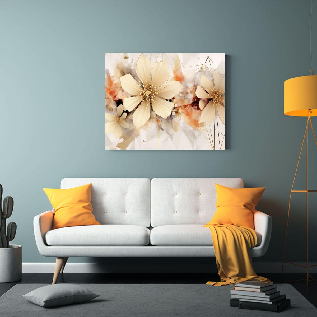 Pintura Abstracta En Beige Y Dorado Con Efecto 90x60 Cm-2