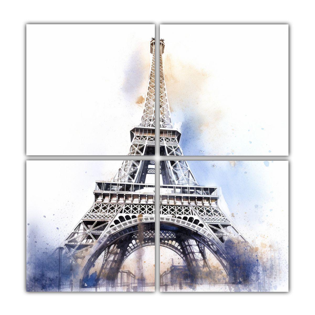 Cuadros De Tela Cuadrados De La Torre Eiffel 180x180 Cm-0