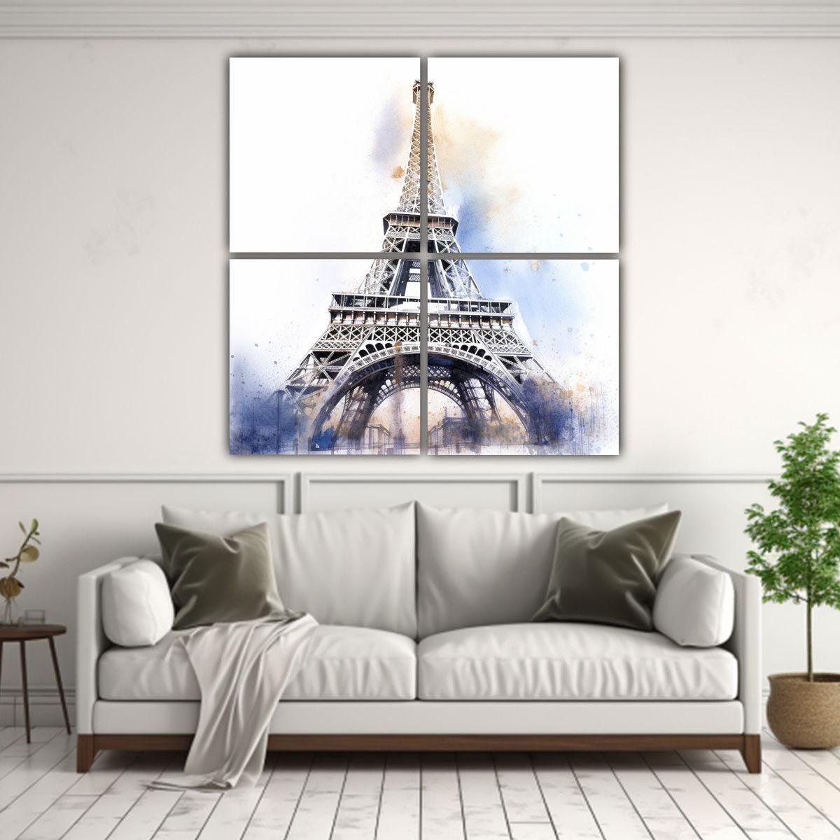 Cuadros De Tela Cuadrados De La Torre Eiffel 180x180 Cm-2