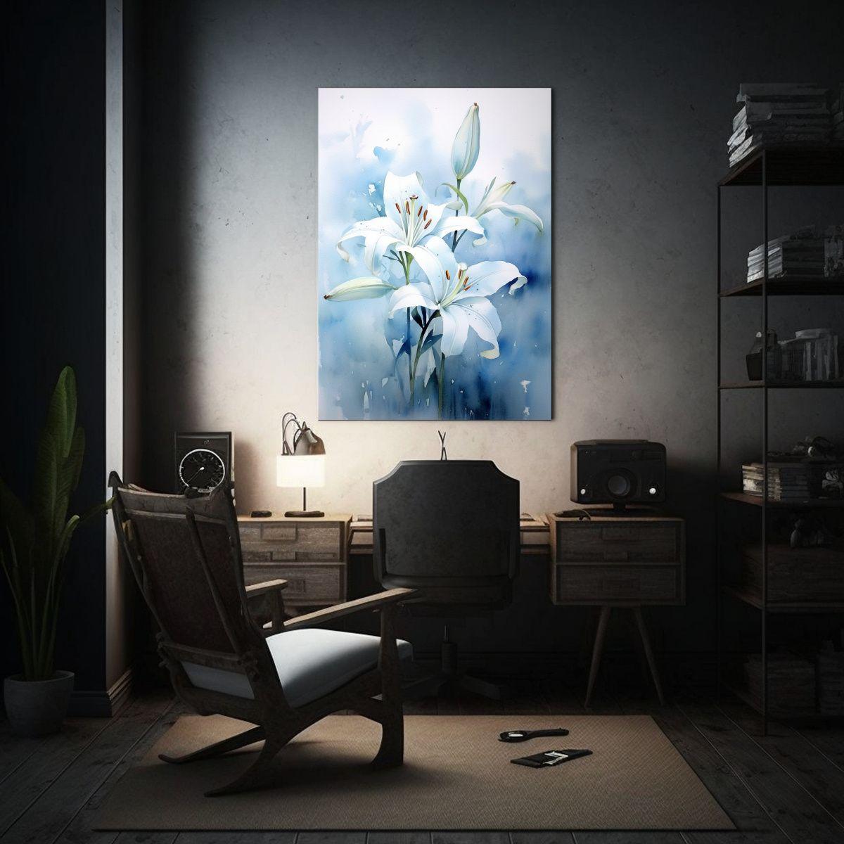 Pintura Decorativa De Fondo Acuarela De Lirio En 80x120cm-2