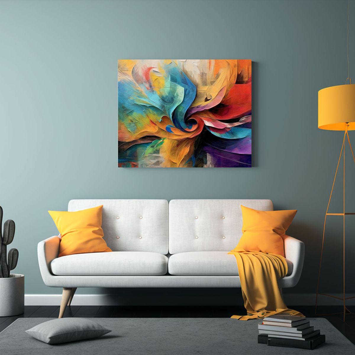 Cuadro Vintage Abstracto Multicolor Arte Impresionante Decor 75x50cm-2