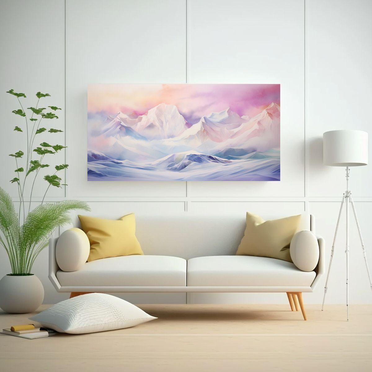 Cuadro Inspiración: Montañas Nevadas Y Arcoíris 100x50cm-2