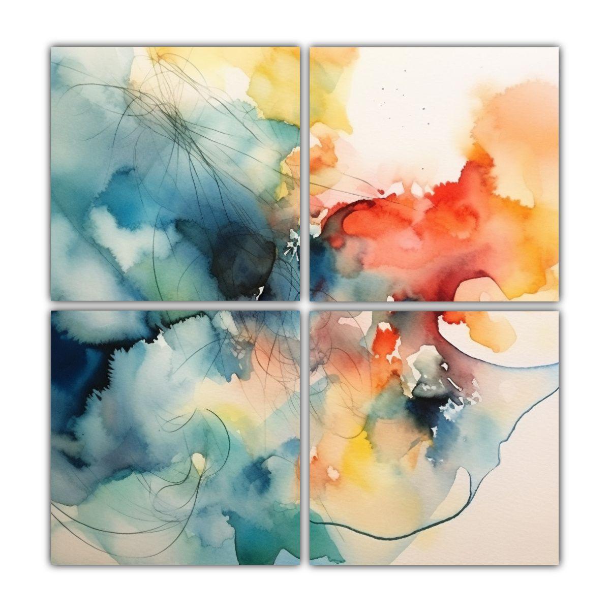 Pintura Abstracta Acuarela: Visión Espectacular 120x120 Cm-0