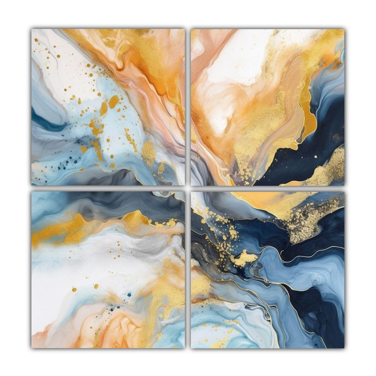 Cuadro De Pared Abstracto En Acuarela, Líneas 40x40 Cm-0