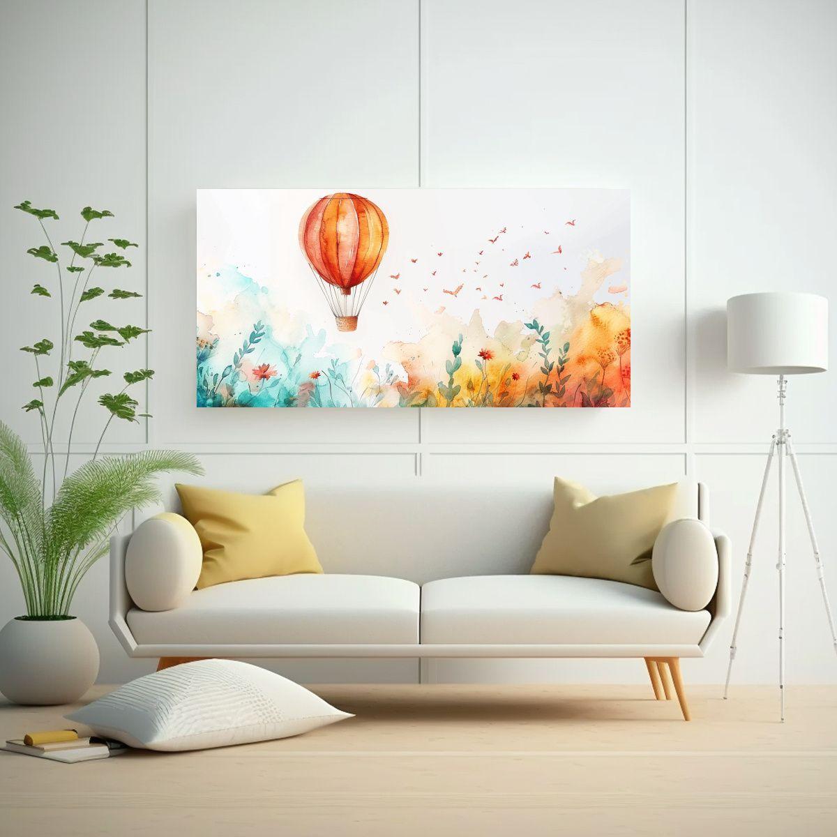 Cuadro Abstracto Temática Globo Aerostático 80x40cm-2