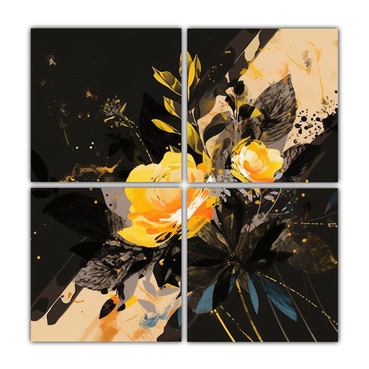Cuadro Decorativo Amarillo Y Negro Estilo Neonoir 40x40 Cm-0