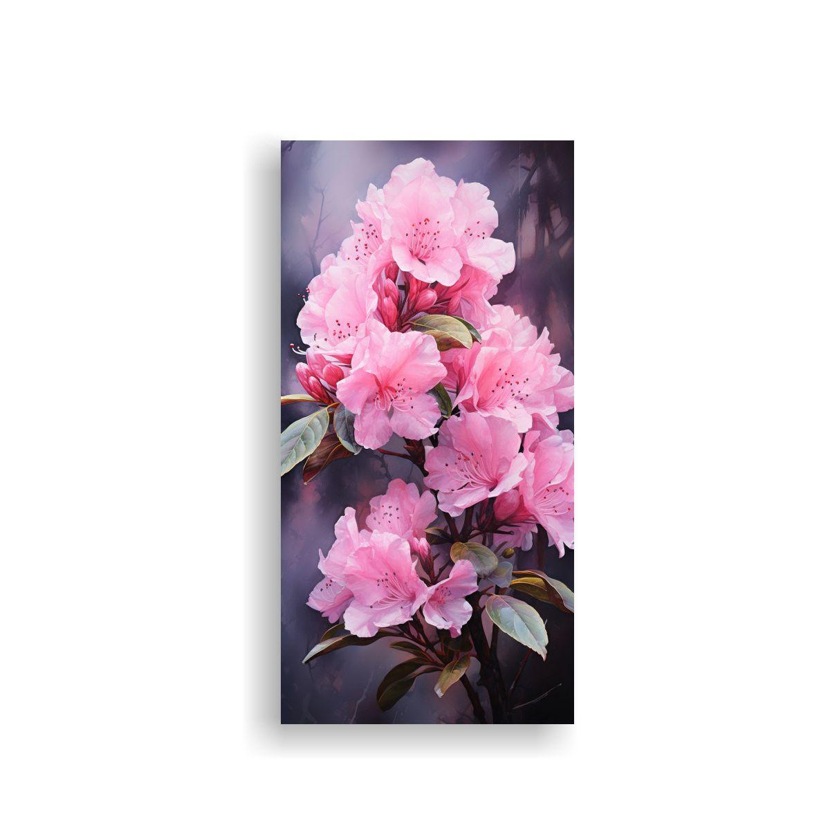 Pintura Abstracta Única Flores De Rododendro 50x100cm-0