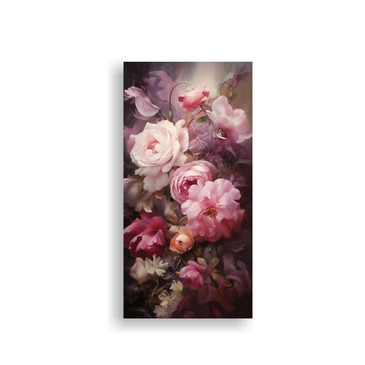 Cuadros De Flores Abstractas Tela En Bastidor 30x60cm-0