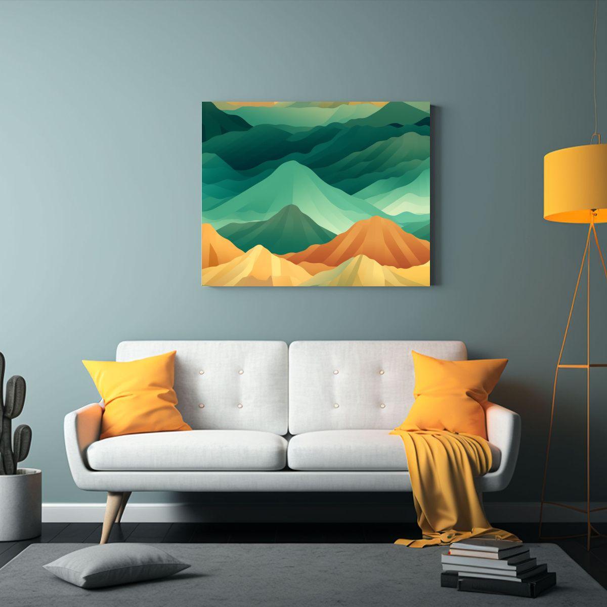 Cuadro Decorativo Temática Montañas Pintura Arte Pared 45x30cm-2