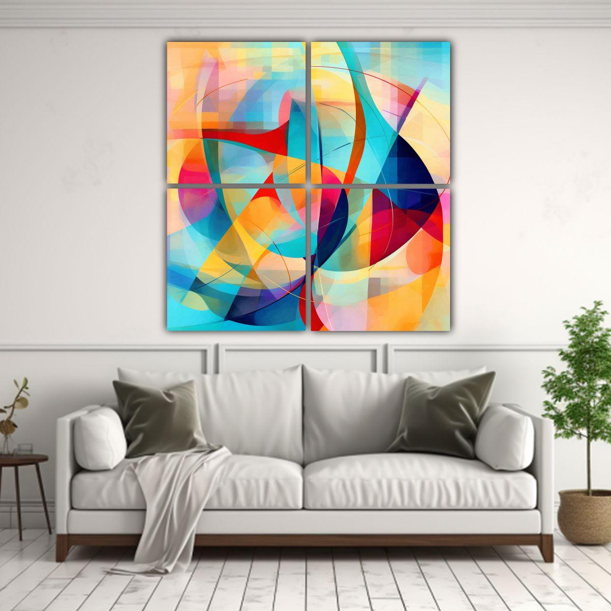 Cuatro Artes De Pared Forma Pintura Abstracta De 40x40 Cm-2