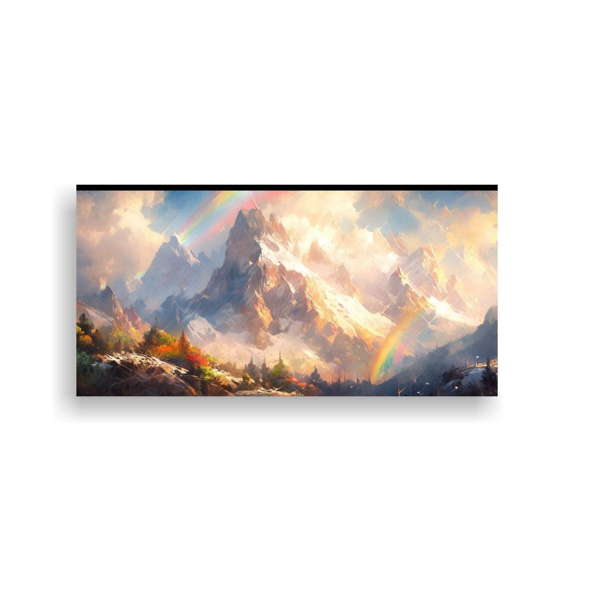 Cuadro Abstracto De Figuras En Montañas Nevadas C 80x40cm-0