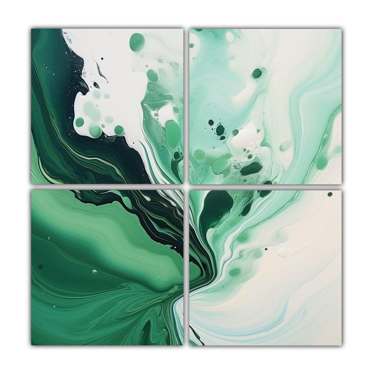 Pintura Decorativa Temática Fluida En Verde 100x100 Cm-0