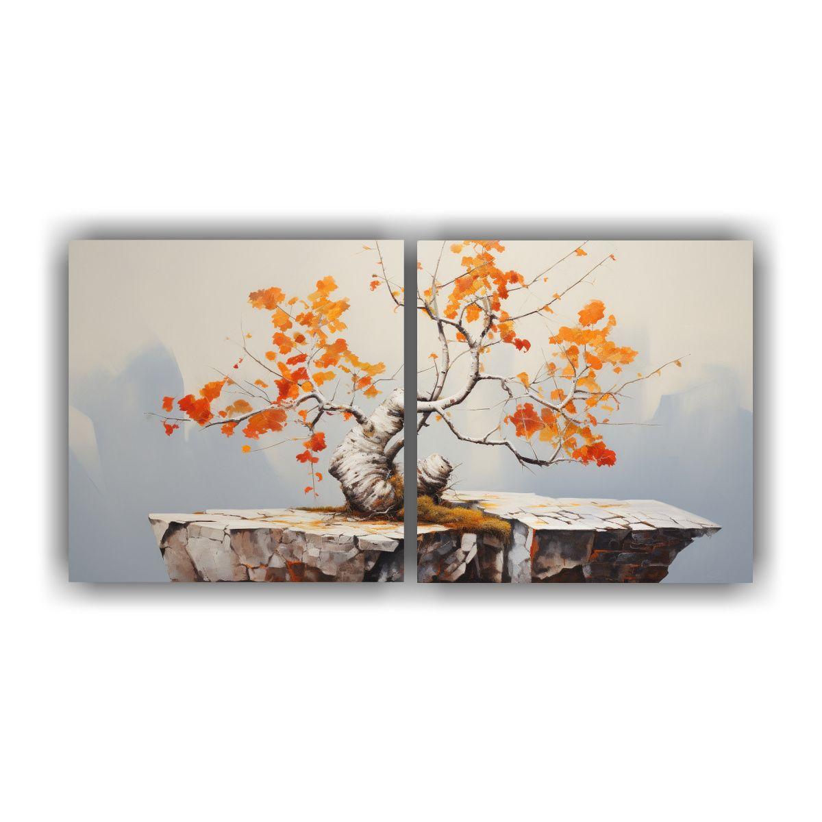 Pintura Abstracta De árbol De Abedul En Detalle 80x40 Cm-0