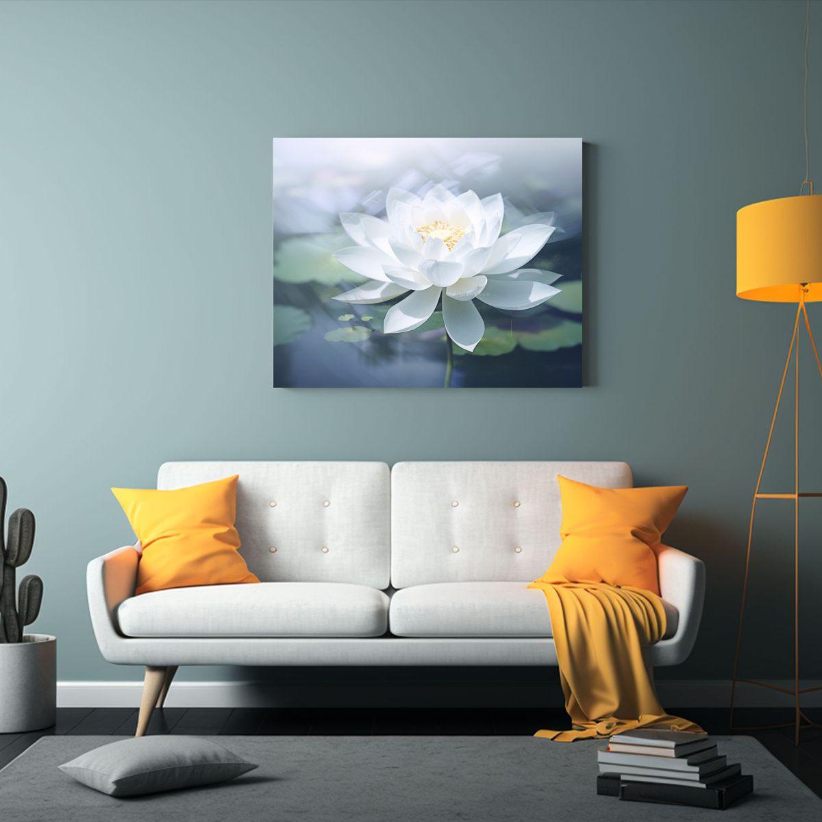 Cuadro Hermoso De Loto Con Exposición Doble De Fotografía 60x40cm-2