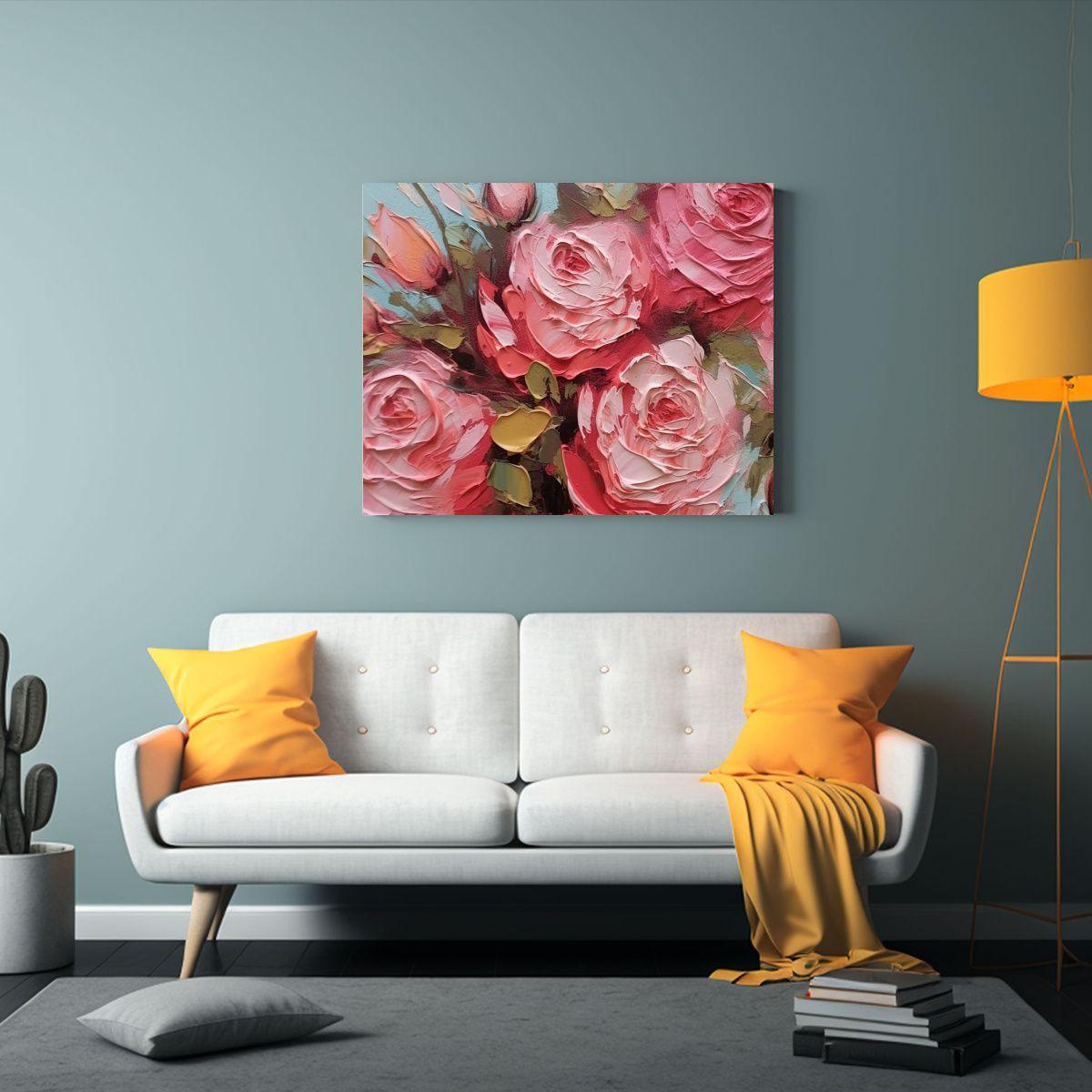 Cuadro Abstracto Rosas Rosadas Moderno Horizontal 50x40cm-2