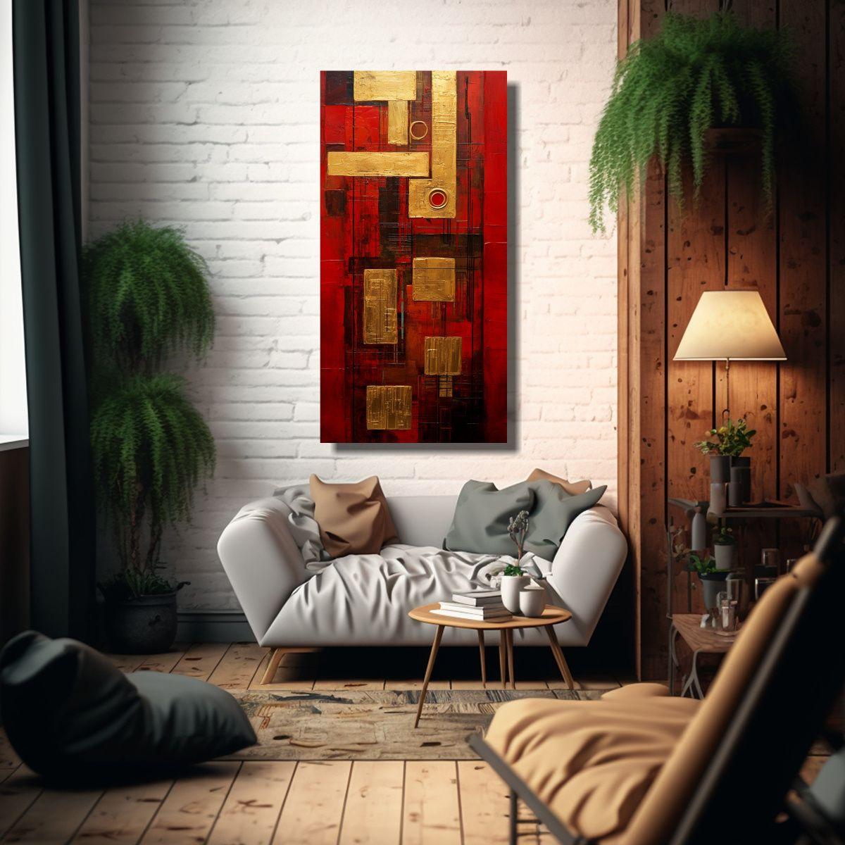 Cuadro Abstracto Original Con Intensa Composición 70x140cm-2