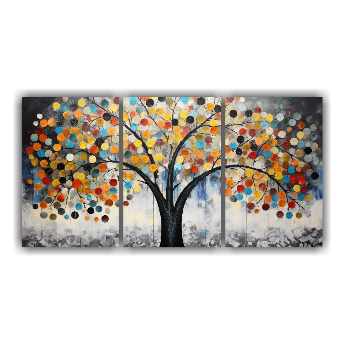 Pintura Decorativa Con Vibrantes Colores Y Plata 120x60 Cm-0