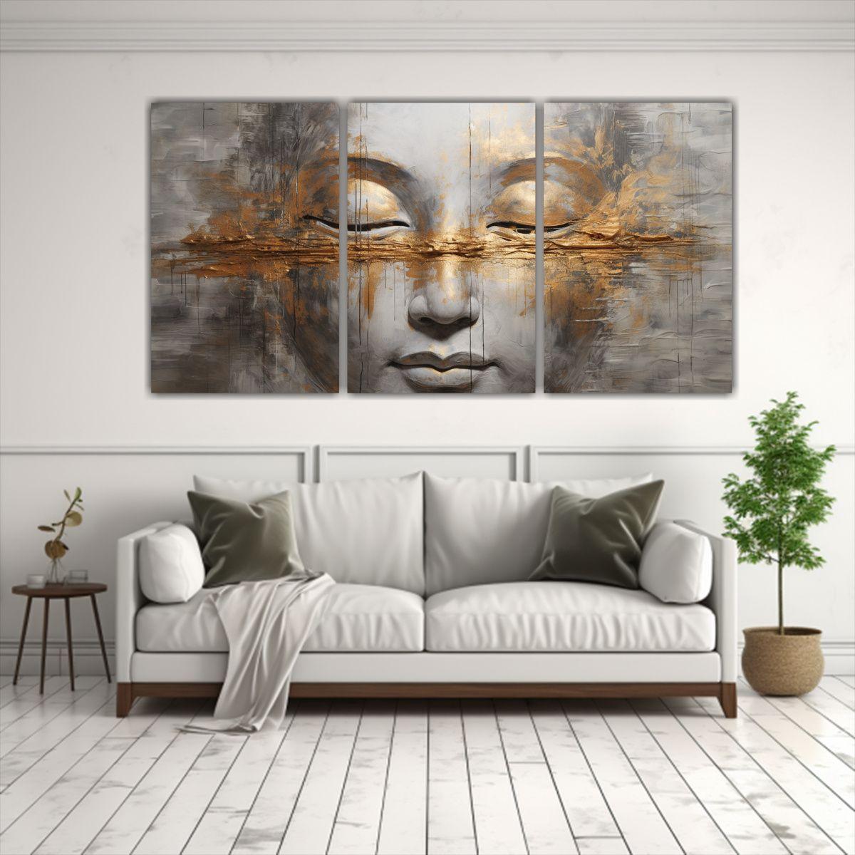 Cuadros Decorativos Buddha Cara Aceite Estilo 150x75 Cm-2