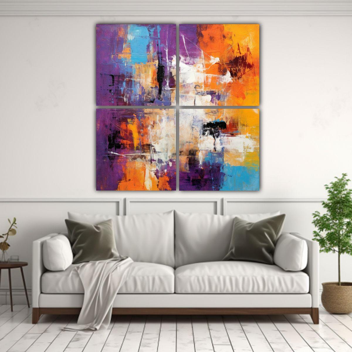 Cuatro Artes De Pared Forma Pop Art Intuitivo 120x120 Cm-2