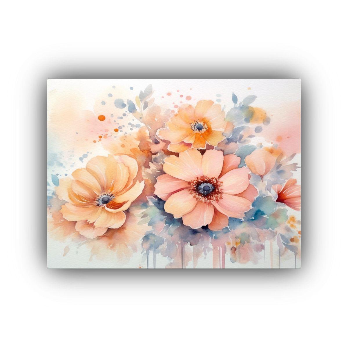 Pintura Decorativa De Flores En Acuarela Rosa Con 30x20 Cm-0
