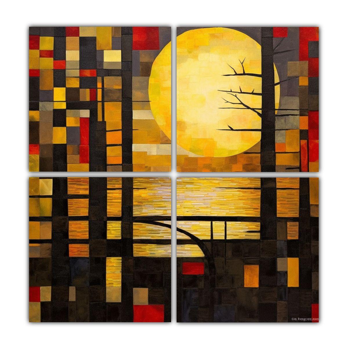 Composición De Telas En Bastidor Impreso 80x80 Cm-0