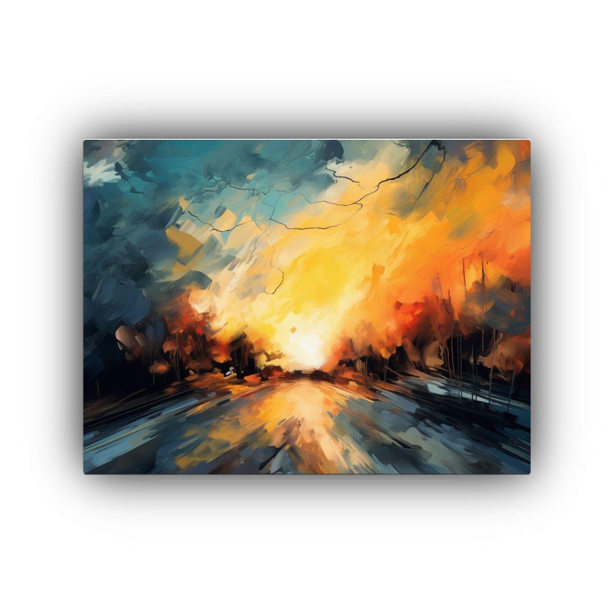 Cuadro Abstracto De Naturaleza Con Camino En La Luz 45x30cm-0