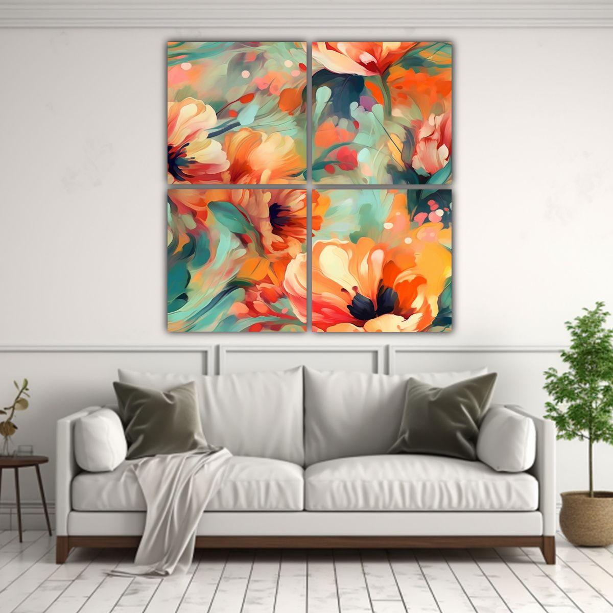 Cuadro Floral Abstracto De Estilo Impactante 100x100 Cm-2