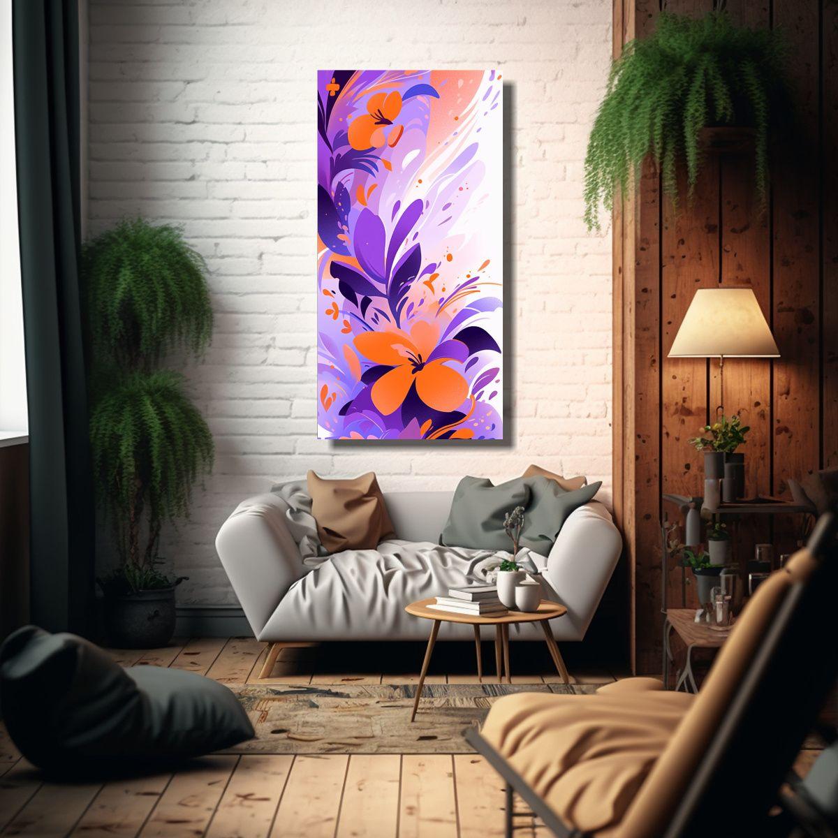 Cuadro Calidos Armonía Morado Y Naranja 80x160cm-2