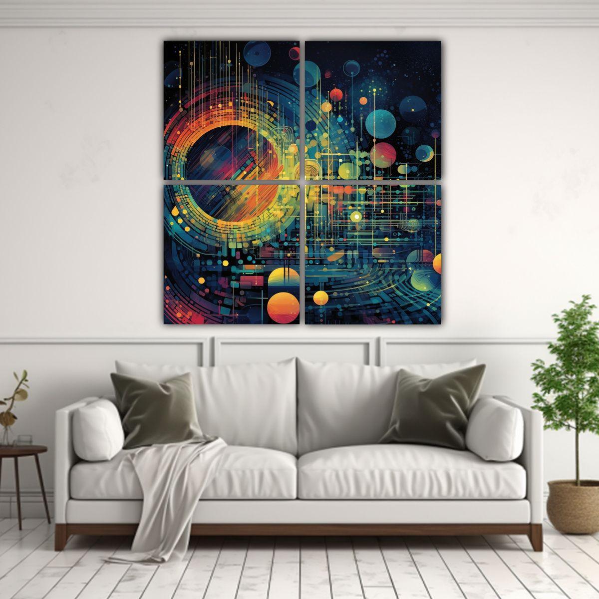 Cuatro Lienzos De Decoración Sintética Clásica 140x140 Cm-2