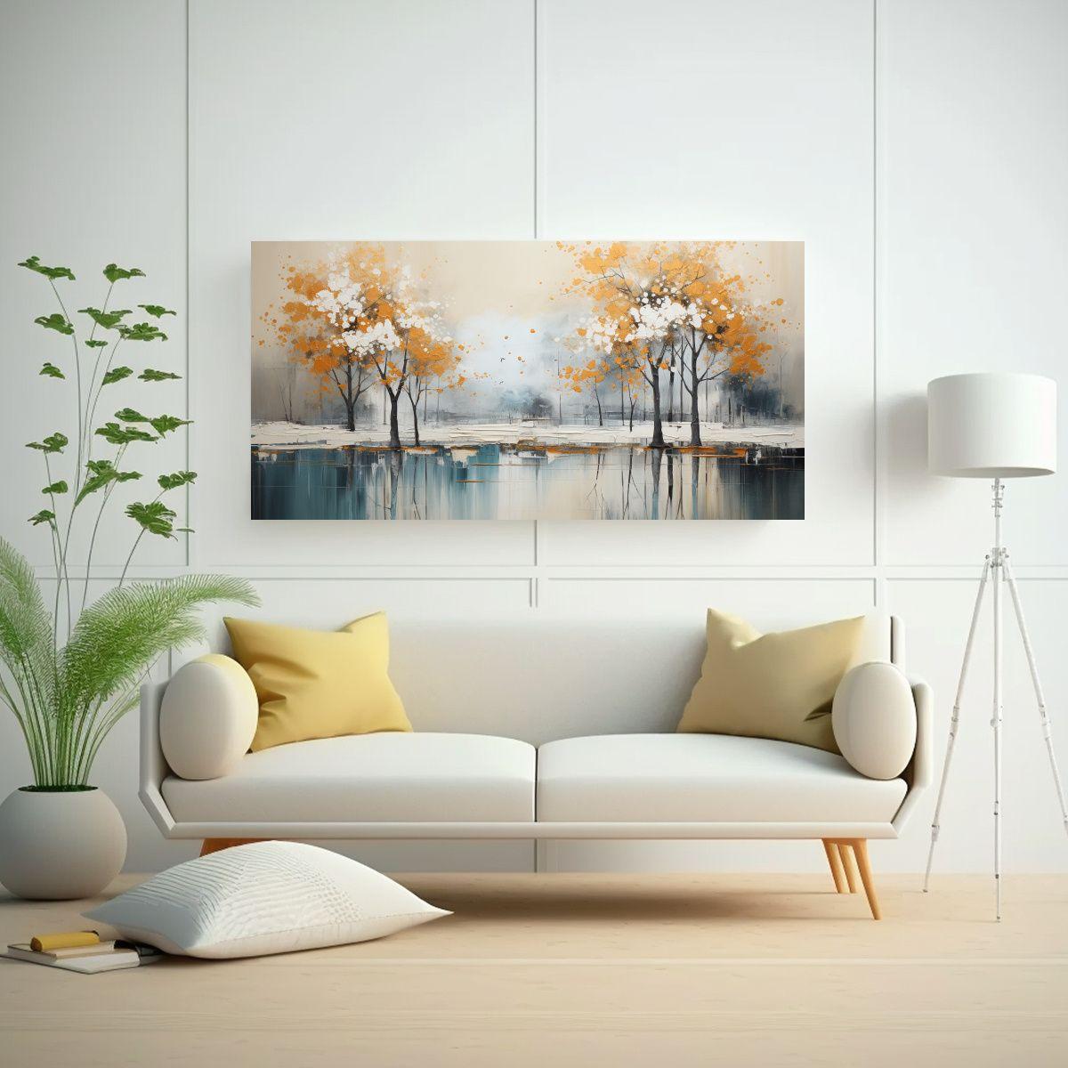 Pintura Abstracta Relieve árboles Plata Y Oro. 100x50 Cm-2